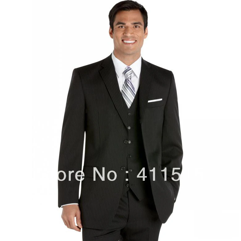 

FRee ShIpping/black stripes Groom wear Tuxedos Groomsmen Men's Wedding Suits/man Suit/custom dress vest