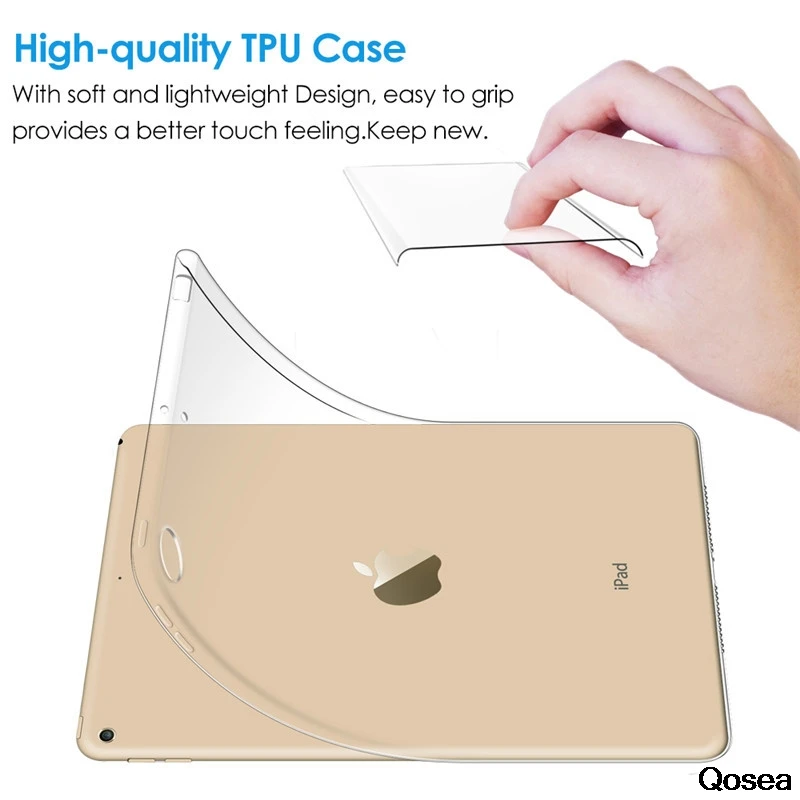 Qosea NEW For Apple i Pad Pro 9.7&quotCase Anti-Knock Silicone Soft TPU luxury 12.9&quotTransparent Protective Cover Coque |