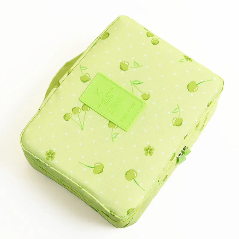 Green cherries Женская дорожная косметичка для хранения, косметичка для путешествий, косметичка для макияжа, косметичка, чехол, органайзер для багажа, аксессуары, товары - Цвет: Green cherries