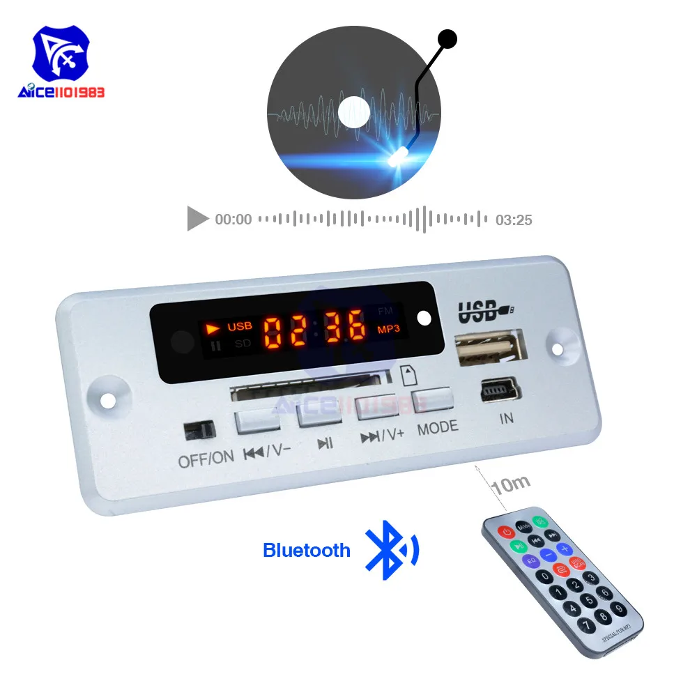 Автомобильный MP3 плеер Bluetooth декодер 5 в 2*3 Вт инфракрасный пульт дистанционного