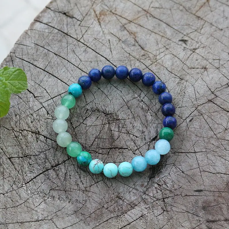 Bracelet 8 мм лазурит и авантюрин JaPaMala бусы ожерелье, синий Nacklace, 108 шарик мала, Mala ювелирные изделия, йога класс молитва ювелирные изделия - Окраска металла: Bracelet