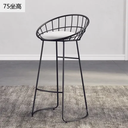 75cm black Скандинавский минималистичный барный стул 65 см/70 см/75 см железный стул, золотой стул, современный обеденный стул, стул из проволоки - Цвет: 75cm black