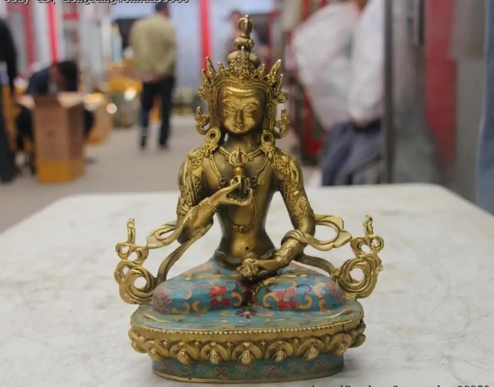Tibetan Bronze Cloisonne Enamel Vajradhara Vajrabhairava Goddess Buddha Statue | Дом и сад