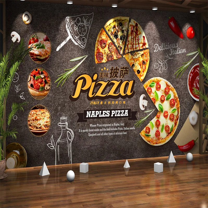 

Custom Mural Creative Food Cartoon Pizza Fast Food Photo Wallpaper 3D Wall Painting Living Room Background Wall Decor Wall Cloth