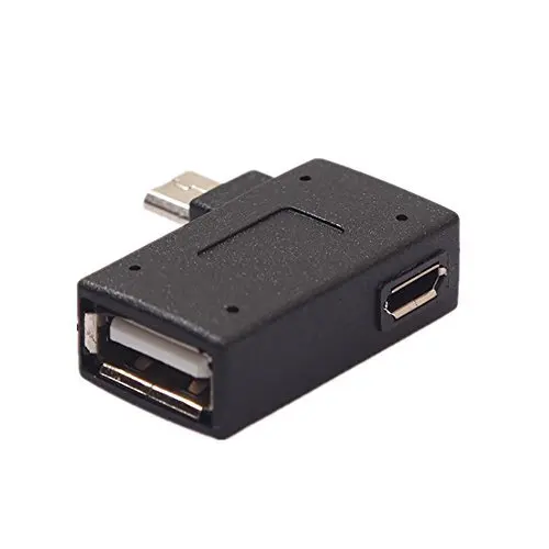Адаптер OTG с левым углом для хоста USB 2 0 Micro Male-USB Female SamSung i9100 i9300 функцией питания |