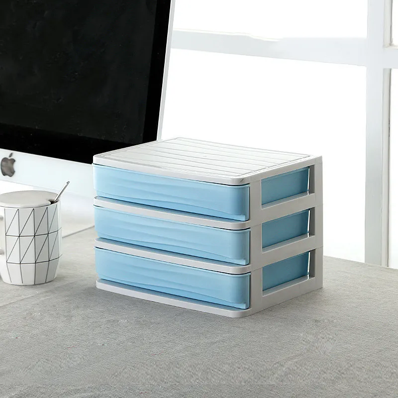 Blue 3 layer Многослойный пластиковый косметический ящик, органайзер для макияжа, коробка для хранения косметики, контейнер для ногтей, шкатулка, держатель, настольный чехол для хранения - Цвет: Blue 3 layer
