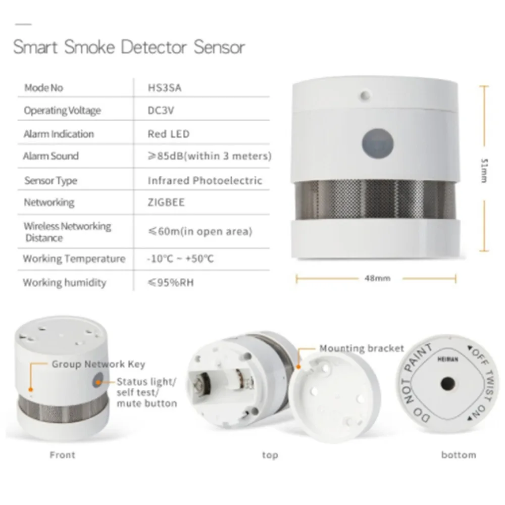 HEIMAN мини Zigbee беспроводной пожарной сигнализации детекторы дыма сенсор со