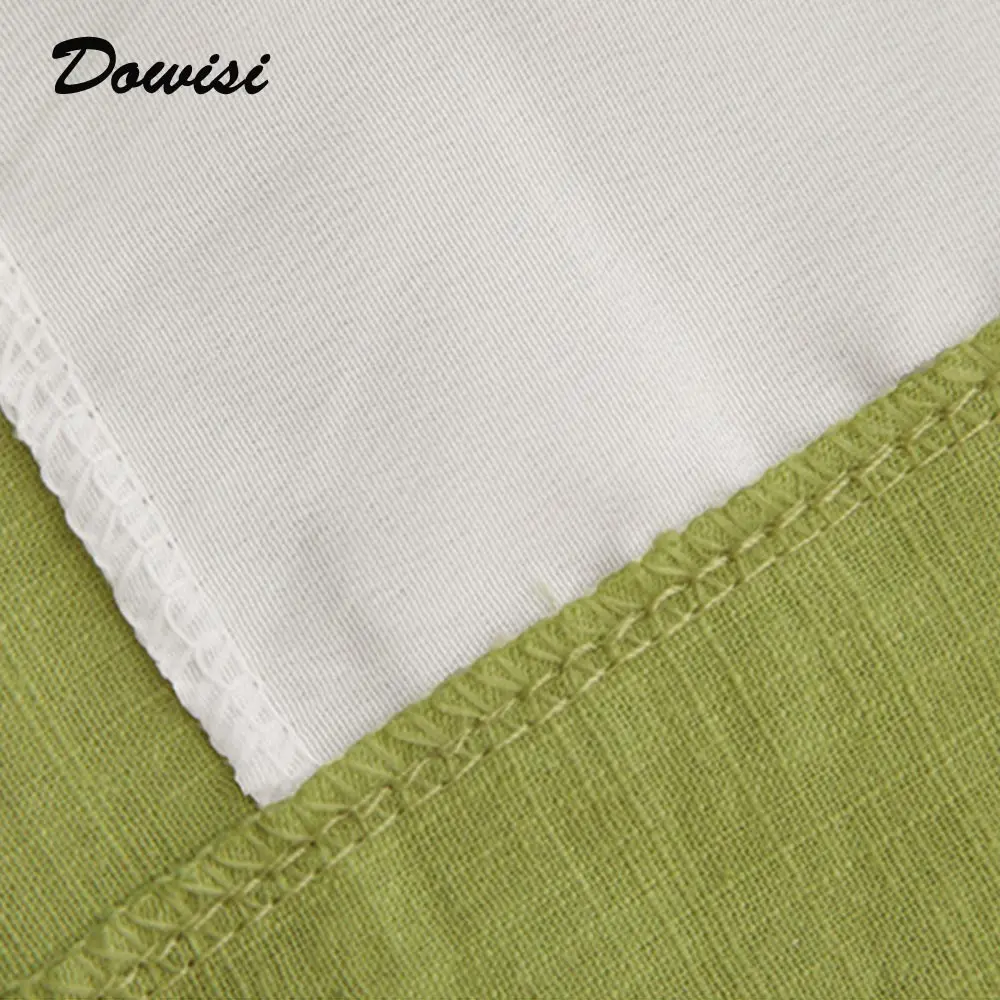 Женское платье с открытой спиной Dowisi зеленое летнее v образным вырезом и