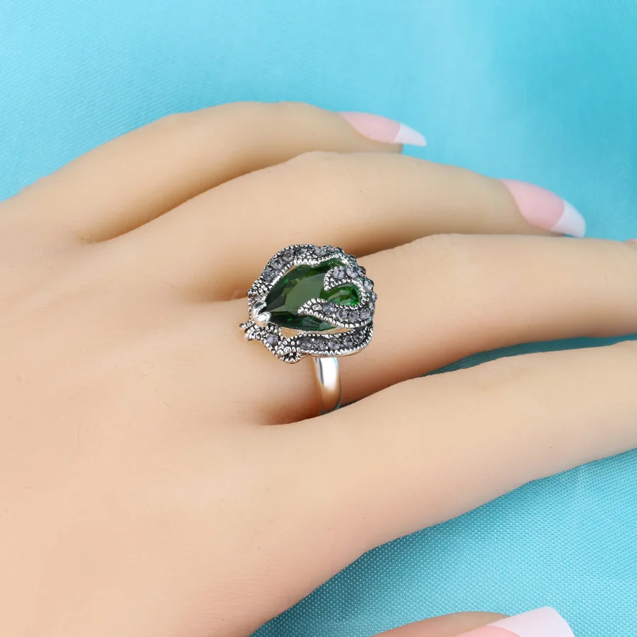 Модные свадебные украшения 3 шт./компл. Water Drop Ювелирные наборы для Для женщин Серебряный Акриловые Хрустальное винтажное ожерелье и серьги и кольцо женский
