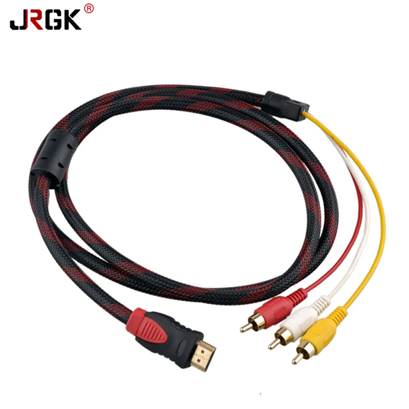 JRGK проектор фута компьютерный кабель 1 5 м Кабель HDMI To 3RCA штекер кабеля 19/m/p RCA для HD