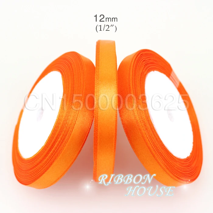 (25 ярдов/рулон) 1/2 "(12 мм) оранжево-красный с одиночными шопкинами Свадебная