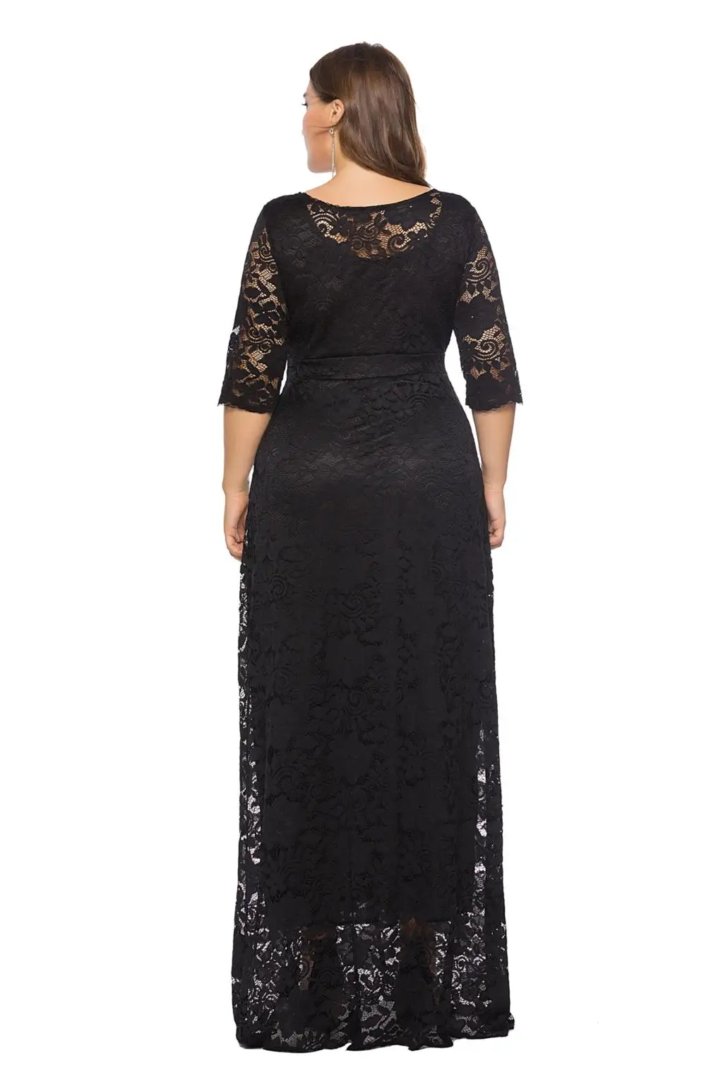 Женское платье с рукавом 3/4 YOGLEX Осеннее однотонное Макси-платье размера плюс