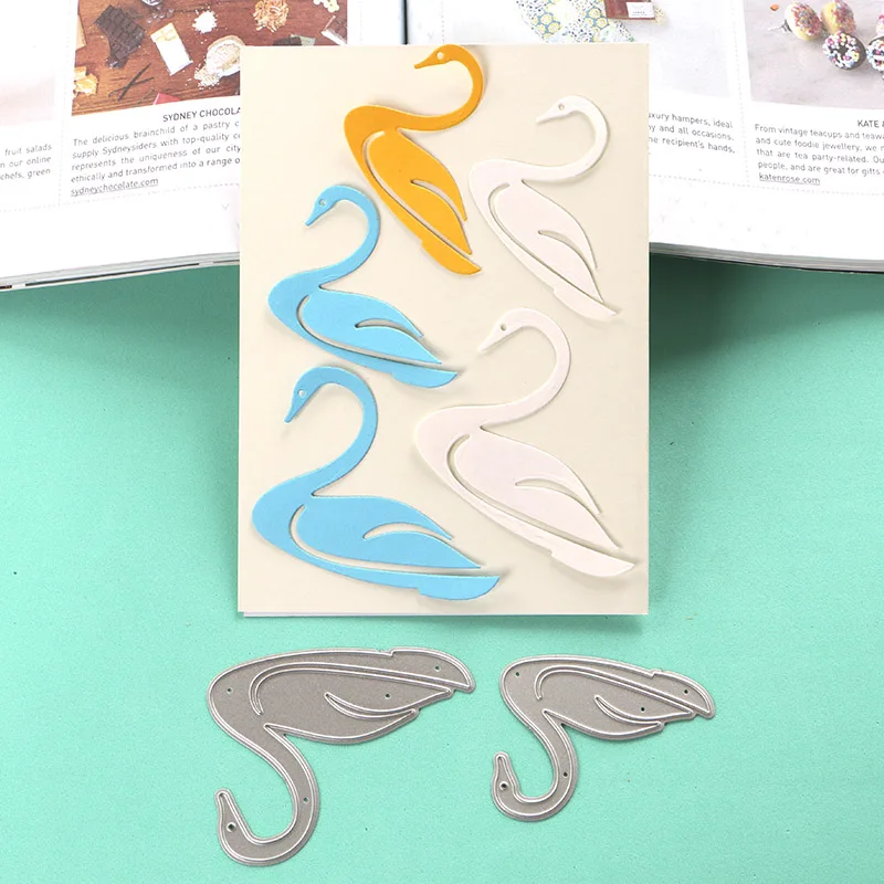 DUOFEN металлические режущие штампы 050019LS 2 шт. swans полый трафарет для тиснения DIY