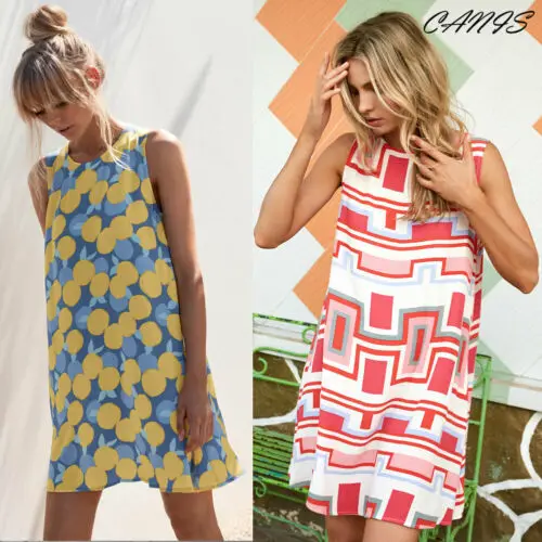 

Women Dresses Sleeveless Floral Casual Sundress Summer Tank Top Dress 4 Style