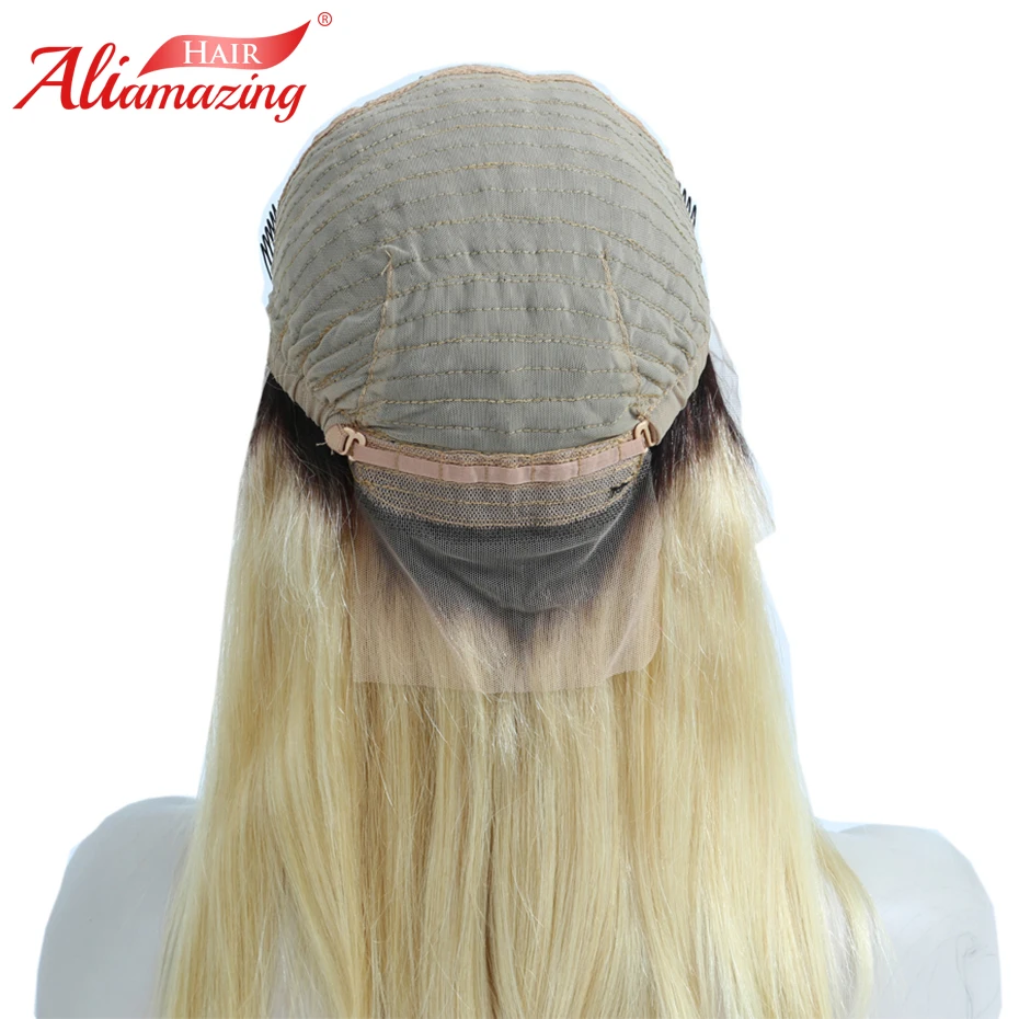 Ali Amazing Hair Ombre 613 Blonde Glueless Pre Plucked Lace Front Wig 130% Density Remy Human with Baby | Шиньоны и парики