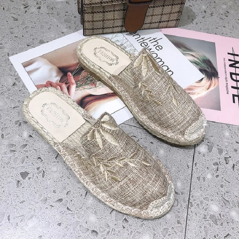 Flat bottom embroidered Lok Fu shoes female 2019 spring and summer new canvas tendon fisherman | Обувь