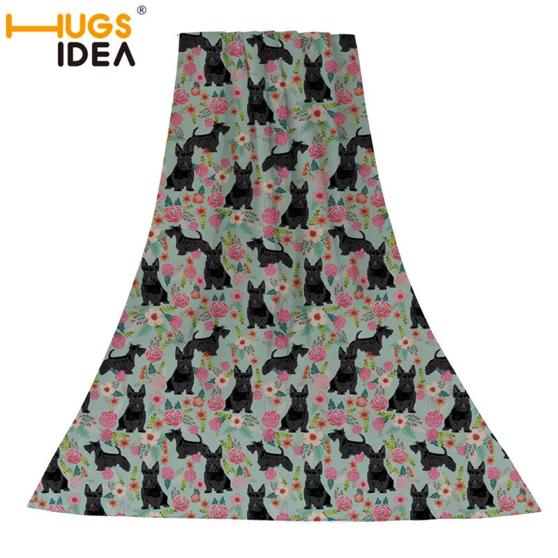 L4546 HUGSIDEA Scottish Terrier Cotton Absorbent Bath Towel Large 75*150cm Drying Soft Beach Bath Towel Face Towel for Adult - Цвет: L4546