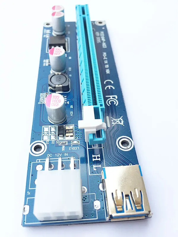 VER 009S PCI E Express Riser card Blue 1x to 16x расширитель с USB 3 0 60 см 6 pin SATA для BTC Mining|Коннекторы и
