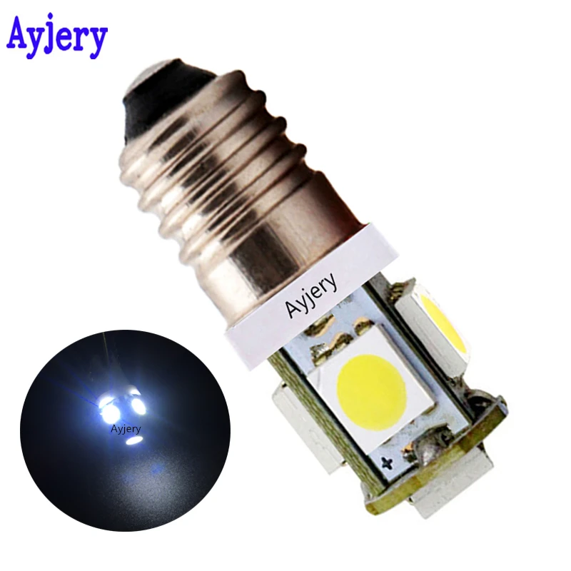 AYJERY 50 шт. 12 В E10 5 SMD 5050 3 чипа Светодиодная винтовая лампа светодиодная Белый