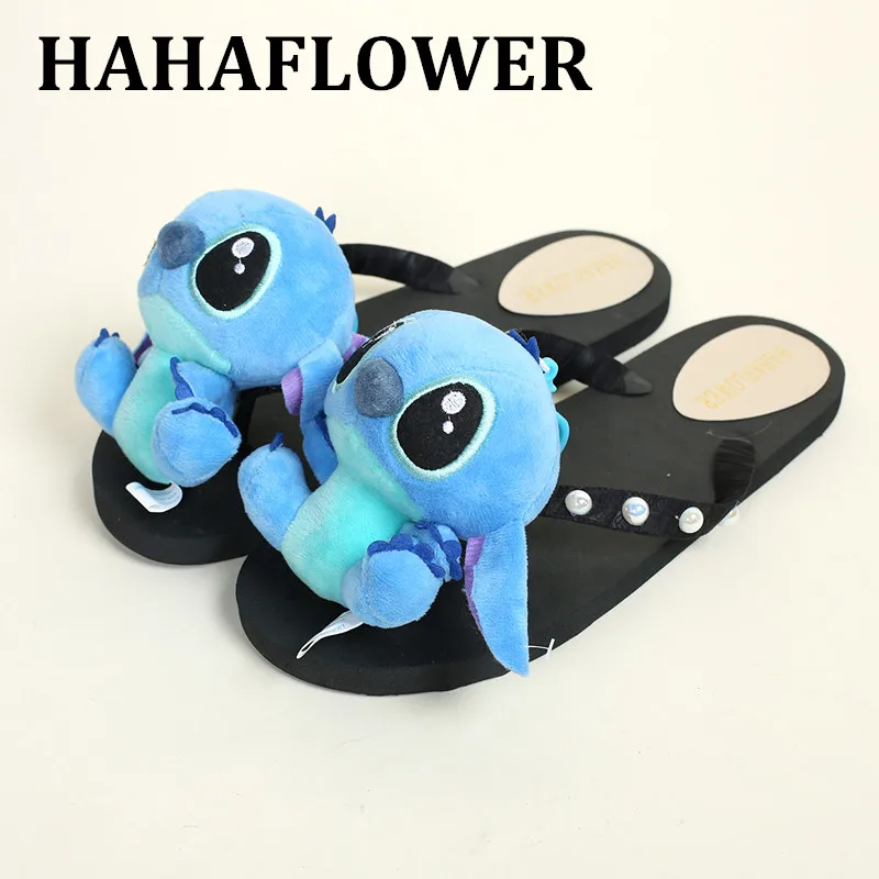 Домашние тапочки HAHAFLOWER на плоской подошве с мультяшным рисунком домашняя летняя