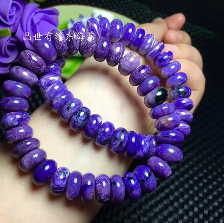 Fine jewelry натуральный природный фиолетовый Чароит драгоценный браслет бусины 10 мм