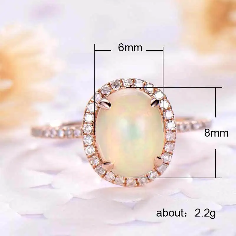 Visisap Large Opal Artificial Rings for Women Zircon Rose Gold Color Ring Dropshipping Fashion Ladies Jewelry Supplier B2698 | Украшения и