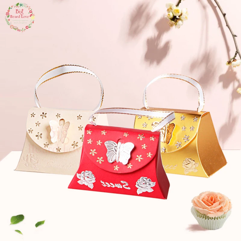 25 шт. бронзовая Цветочная Роза конфетная коробка Лазерная резка Бабочка