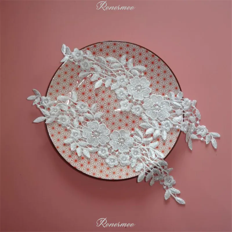 Кружевная аппликация с вышивкой цвета слоновой кости 3 пары украшение сделай сам