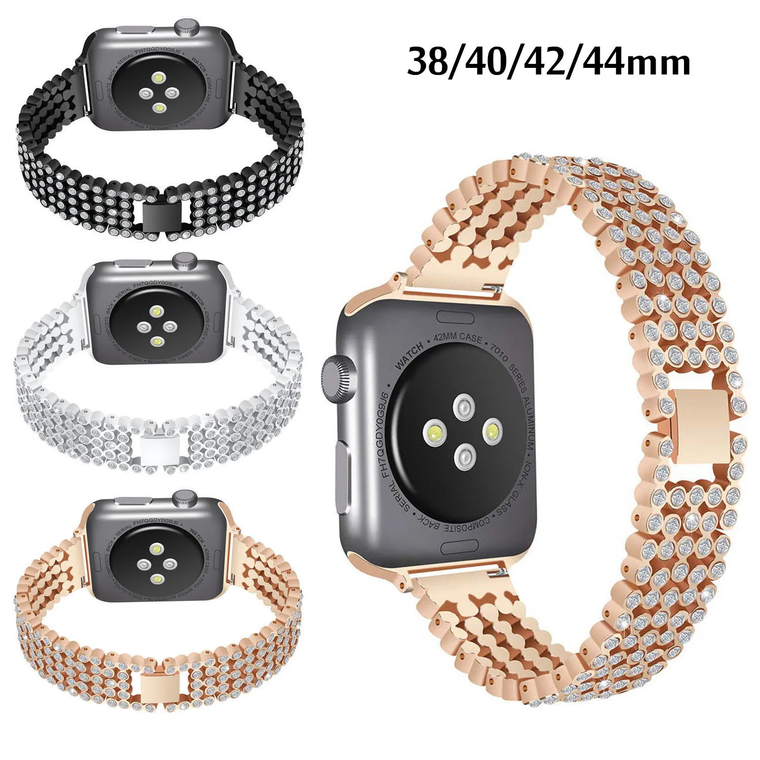 Роскошный Бриллиантовый ремешок для Apple Watch 38 мм 42 40 44 Женский Кристальный браслет