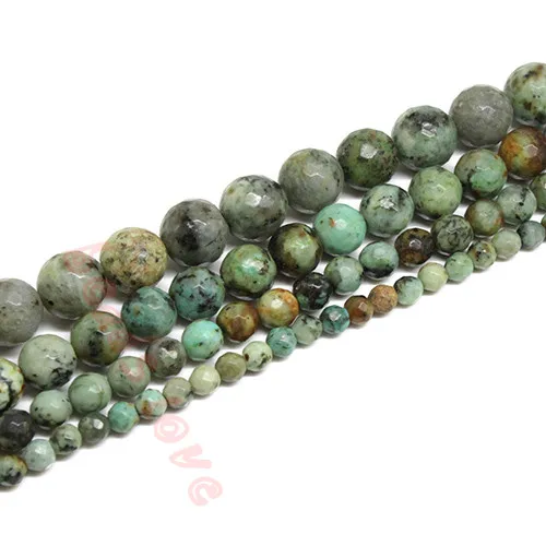 Natural Stone Beads Faceted Africa Round Loose For Jewelry Making 15.5&quot Strand 4 6 8 10MM DIY (F00242) | Украшения и