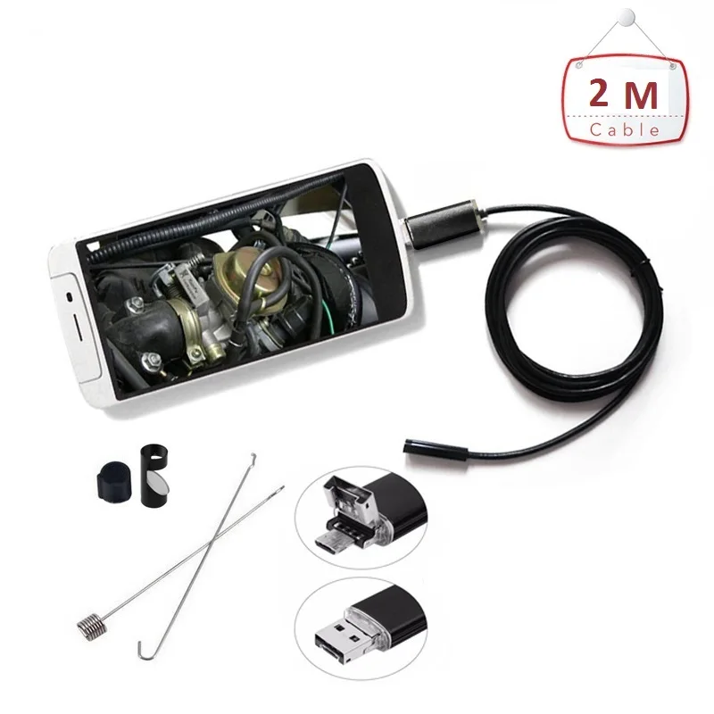 2 в 1 эндоскоп м мягкий/жесткий кабель OTG snake HD720P Endoscopio 5 мм 7 8 USB ПК Android