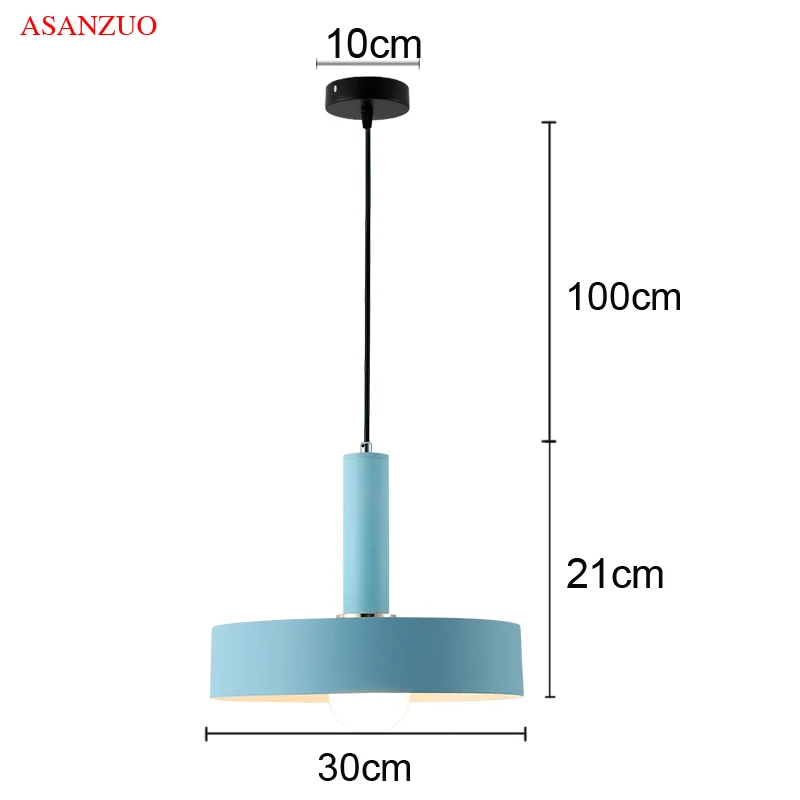 

Modern Blue macarons pendant lights single head G80 light bulb pendant lamp E27 Fashion cafe restaurant Hanging lamp Dia 30cm