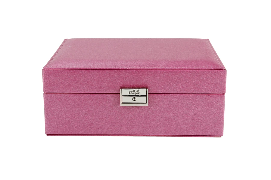 

2019 New Fashion Double Layer Portable Lager Jewelry Case Leather Jewelry Box Organizer Princess Dressing Birthday Gift /Casket
