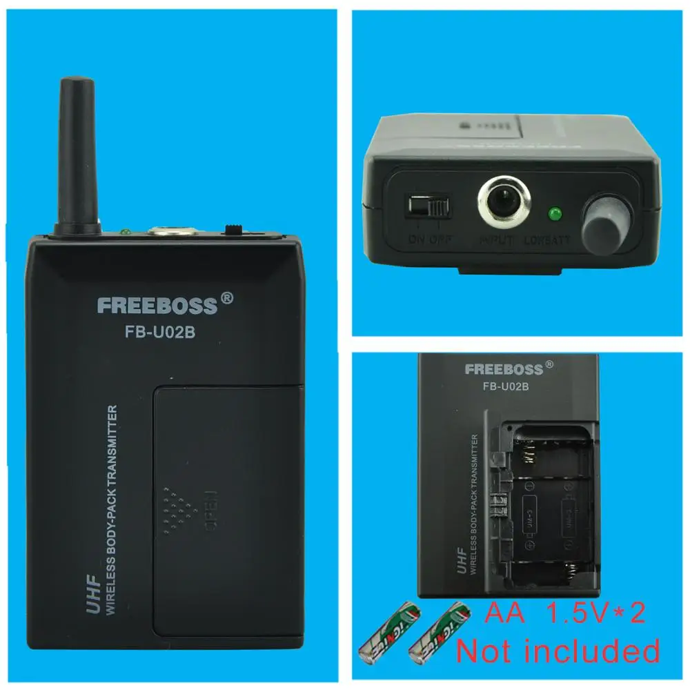 FREEBOSS FB U02B UHF профессиональные микрофоны 2 bodypack + лапки гитарный кабель караоке