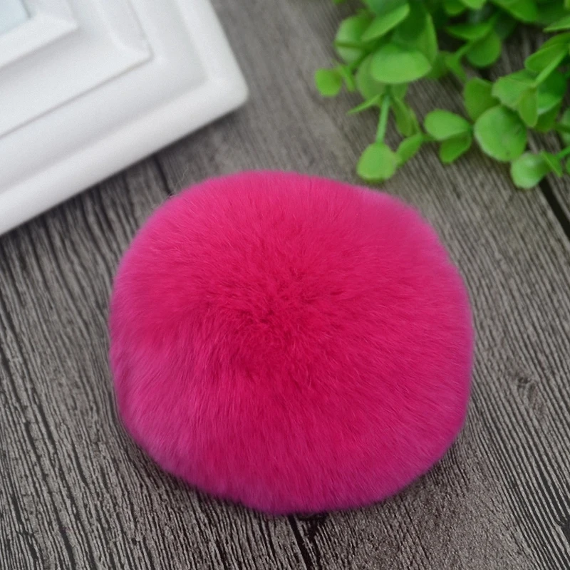 8 см натуральный мех кролика рекс помпон пушистый DIY зимняя шапка Skullies Beanies
