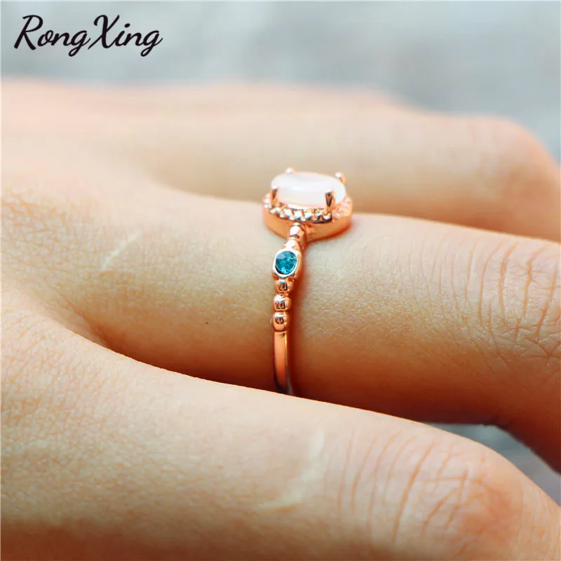 RongXing богемные маленькие овальные кольца с лунным камнем для женщин винтажные