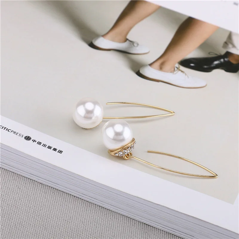 Korea design new imitation pearl ear hook gentle sweet temperament Dongdae long earrings | Украшения и аксессуары