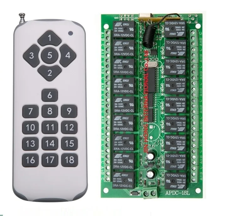 DC 12V 18CH RF Wireless Remote Control Switch System Transmitter + Receiver 315/433.92 MHZ | Электроника