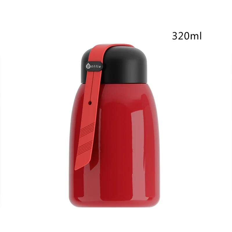 Red-320ml 250 мл/300 мл/320 мл модный термос с рисунком из мультфильма Термокружка с веревкой переносная Термокружка с милым кроликом для студентов и детей - Цвет: Red-320ml