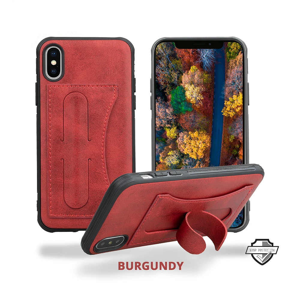 Роскошный PU кожаный чехол для iPhone X XS Max XR слот карт Поддержка Противоударные