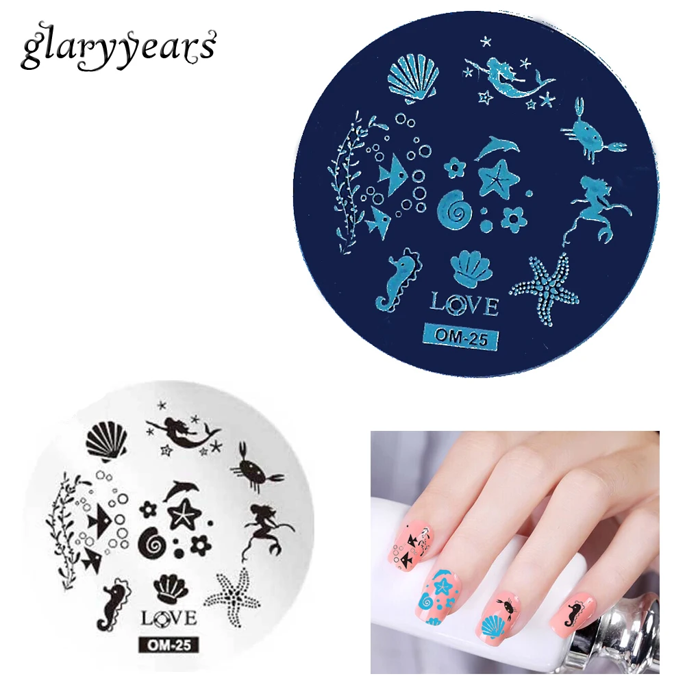 1 шт. табличка с рисунком морской звезды и русалки|stamping template|nail art stamping templatemanicure