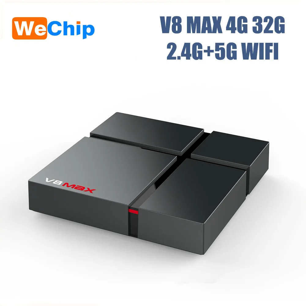4G 32G Wechip V8 MAX Android 8,1 ТВ приставка Amgolic S905X2 четырехъядерный 4G32G телеприставка 4K HD IP tv 1 год поддержки медиаплеер - Цвет: 4G 32G