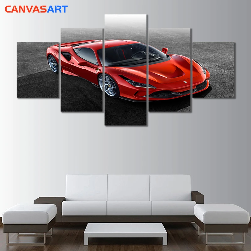 Холсте 5 шт HD фотографии 2020 Ferrari F8 трибьют плакат изображения стену для Гостиная