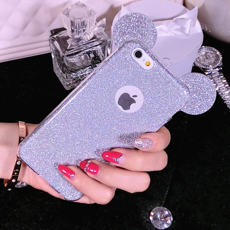 Ainike Mouse Ear Phone Case Bling Glitter Sticker With Strap For Samsung Galaxy Note8 J730 A3 J520 S5 S6 S7edge S8 S9 Plus G530 |