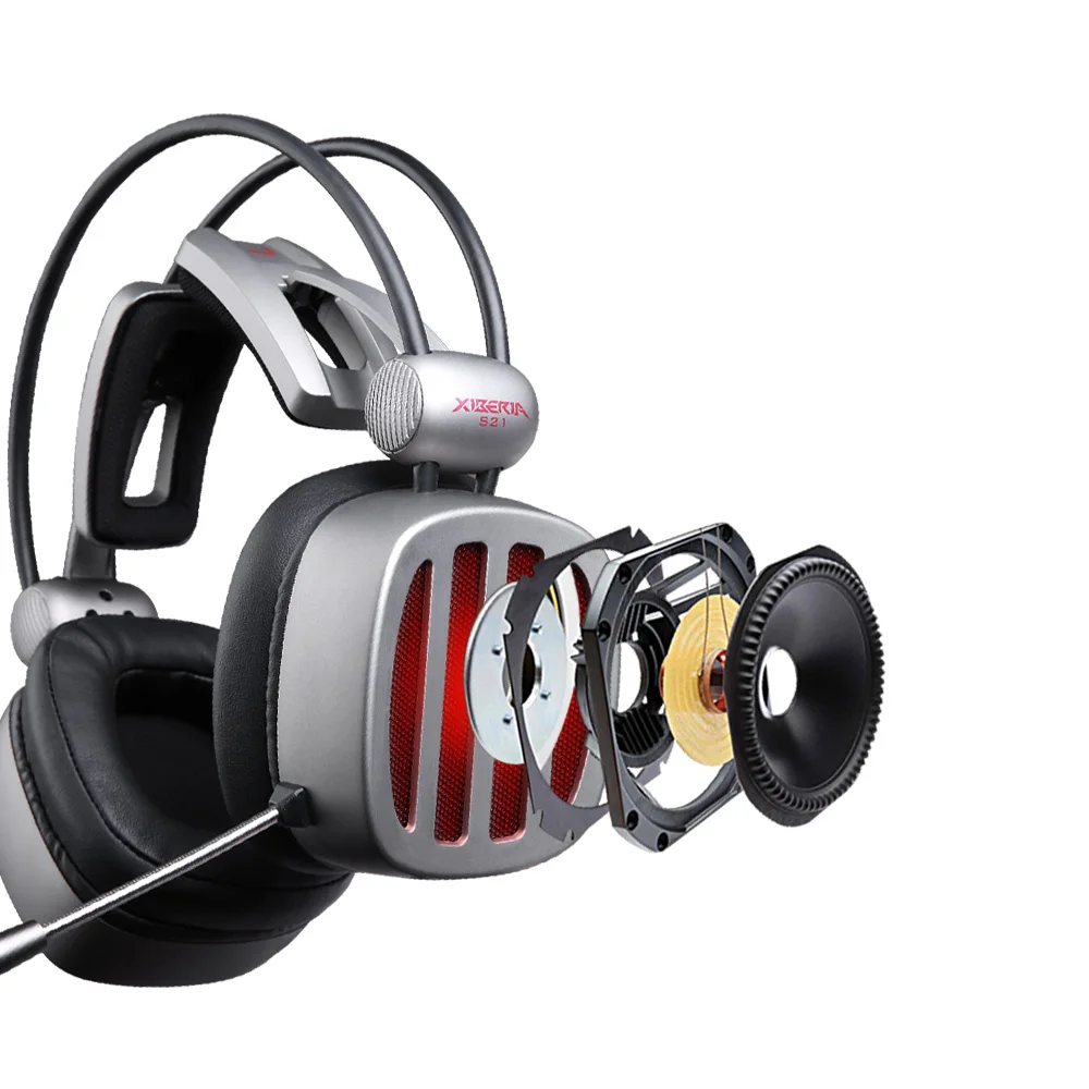 XIBERIA S21 USB Игровые наушники С микрофоном Шум шумоподавления светодио дный Over Ear