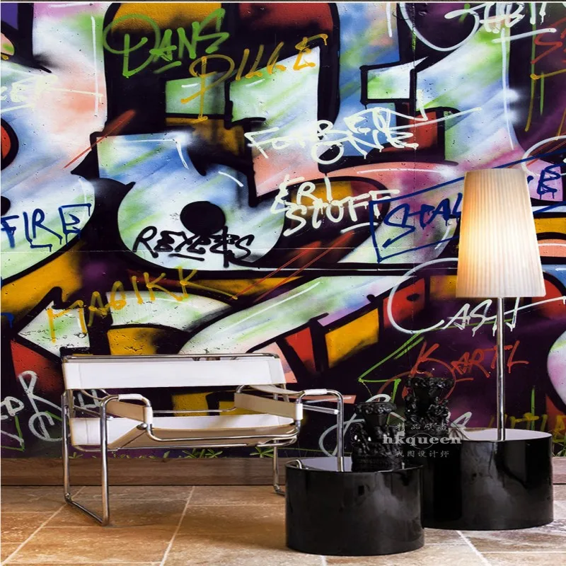 

Photo wallpaper 3D stereo custom KTV bar hand painted graffiti background wallpaper gallery mural bedroom hotel mural