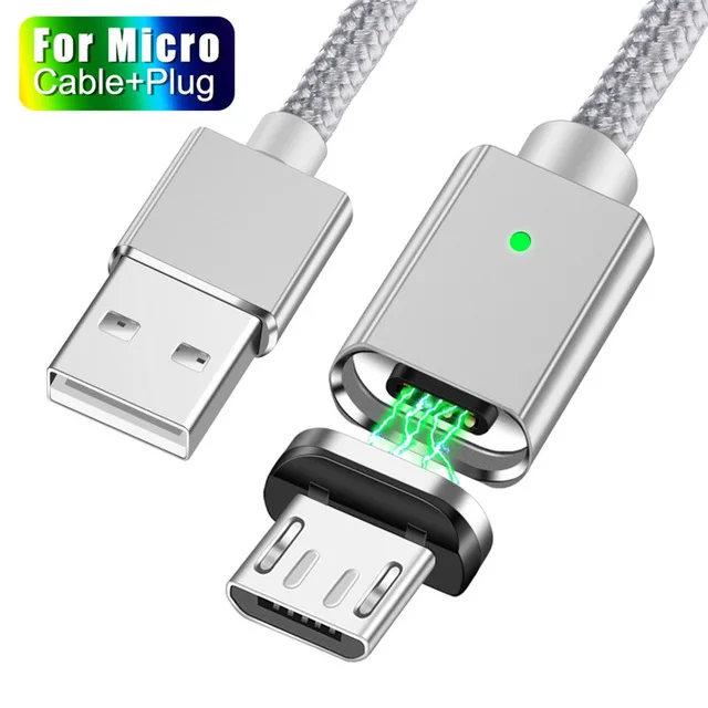 Магнитный кабель Micro usb type C адаптер для быстрой зарядки телефона type-C магнитное зарядное устройство USB C для iphone xiaomi samsung кабель Microusb - Цвет: Silver Micro Cable