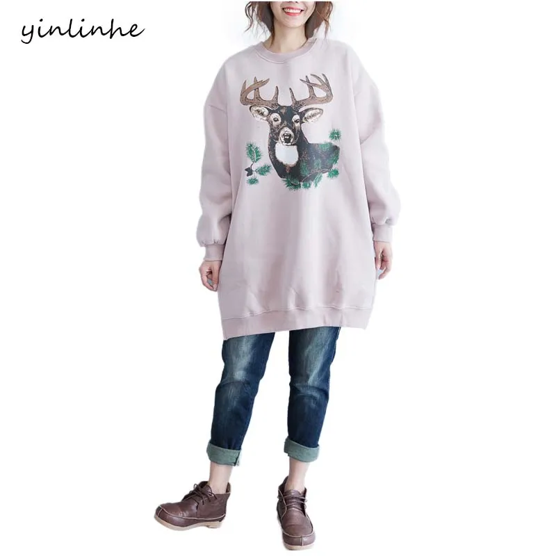 Yinlinhe 2017 плюс Размеры Для женщин Толстовки и Sweashirts осень зима теплые модные