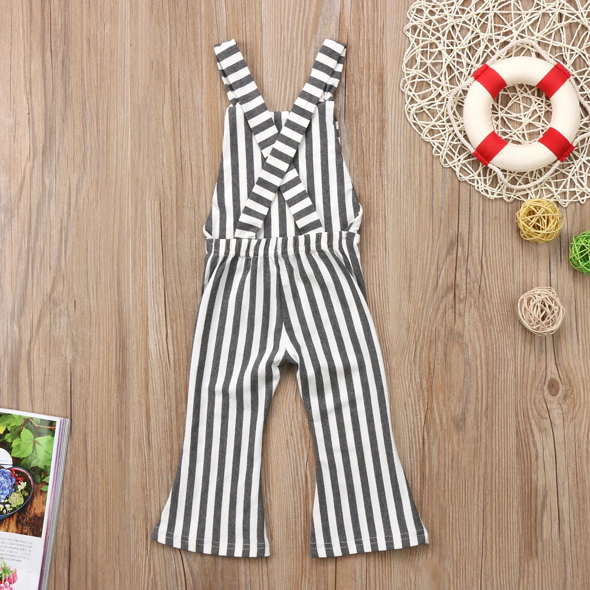 

arrival Kids Baby Girls black gray Striped Romper sleeveless Overalls summer style Girls clothing