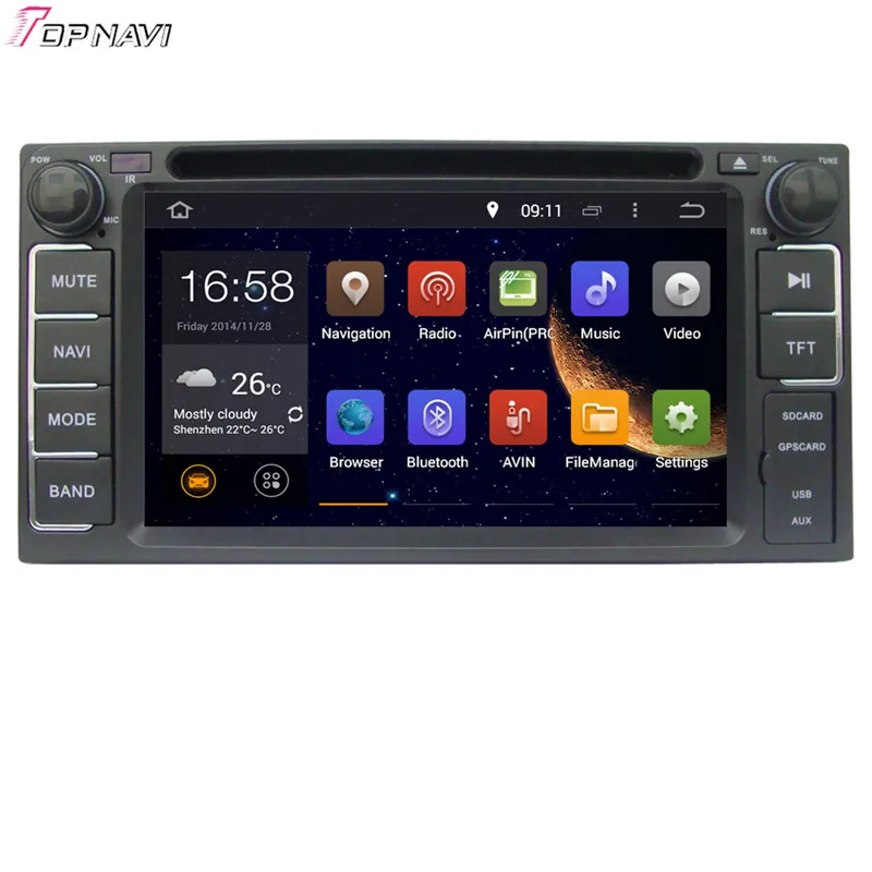 TOPNAVI 6 2 ''четырехъядерный Android 0 Автомобильный DVD проигрыватель для Toyota